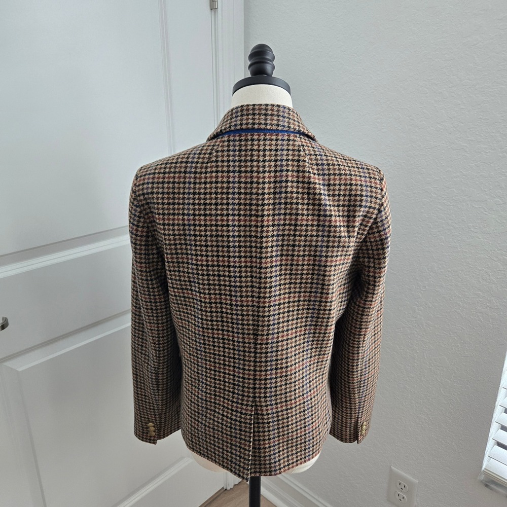 J.Crew Schoolboy Brown Houndstooth Wool Blend Blazer BA906 Size 10 - Picture 3 of 8